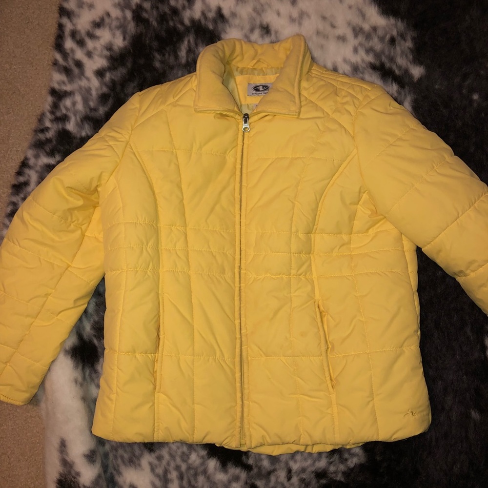 yellow puffer jacket